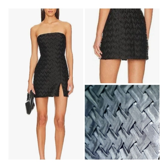 Amanda Uprichard Dresses & Skirts - Amanda Uprichard ArelyBlack Pleated/Woven Strapless Mini Dress , NWT